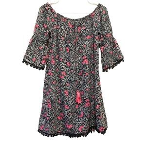 3/$25 🙌🏼 NWT America & Beyond Floral Off the Shoulder Pom Pom Edge Dress S